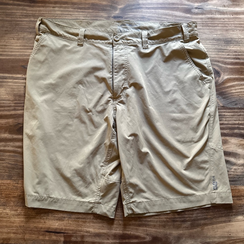 Eddie Bauer Men's Tan Flat Front Shorts